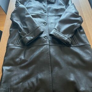 Knowles & Carter London black leather coat made in Italy